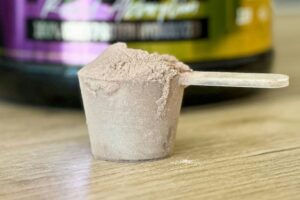 A scoop of protein powder.